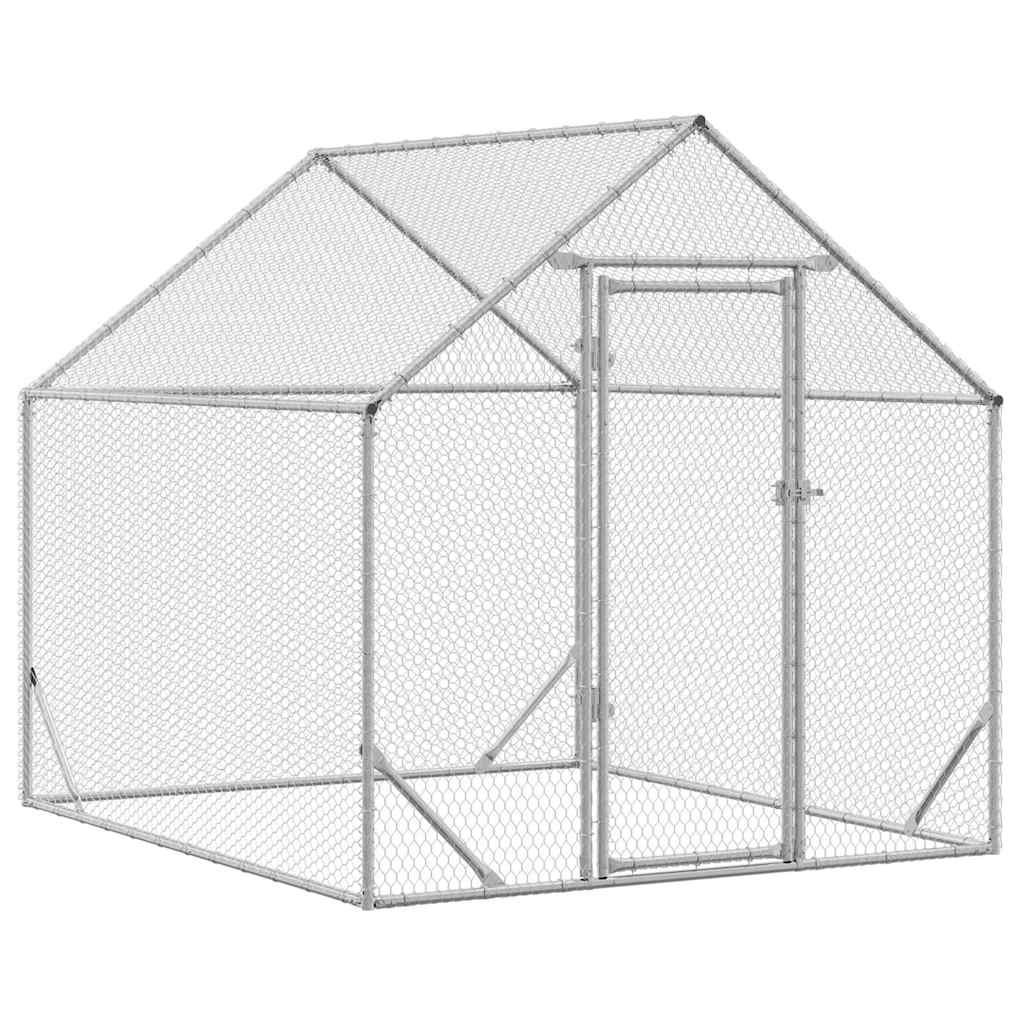 Hønsebur Sølv 200 x 170 x 177 cm Galvaniseret stål