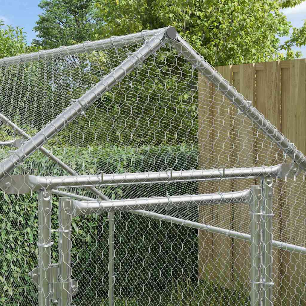 Hønsebur Sølv 400 x 170 x 177 cm Galvaniseret stål
