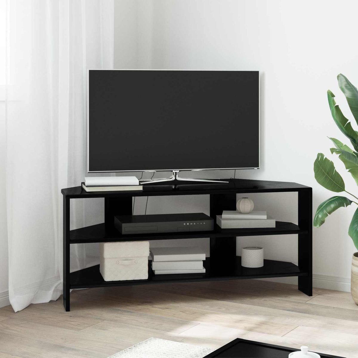 HjørneTVskab 102x40,5x45cm Sort Konstrueret træ