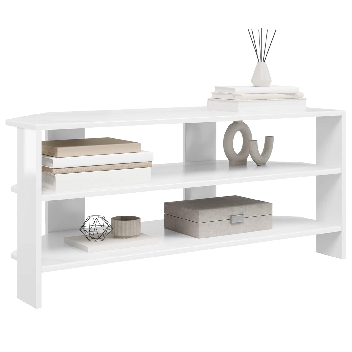 HjørneTVskab 100 x 40,5 x 45 cm Hvid højglans Konstrueret træ