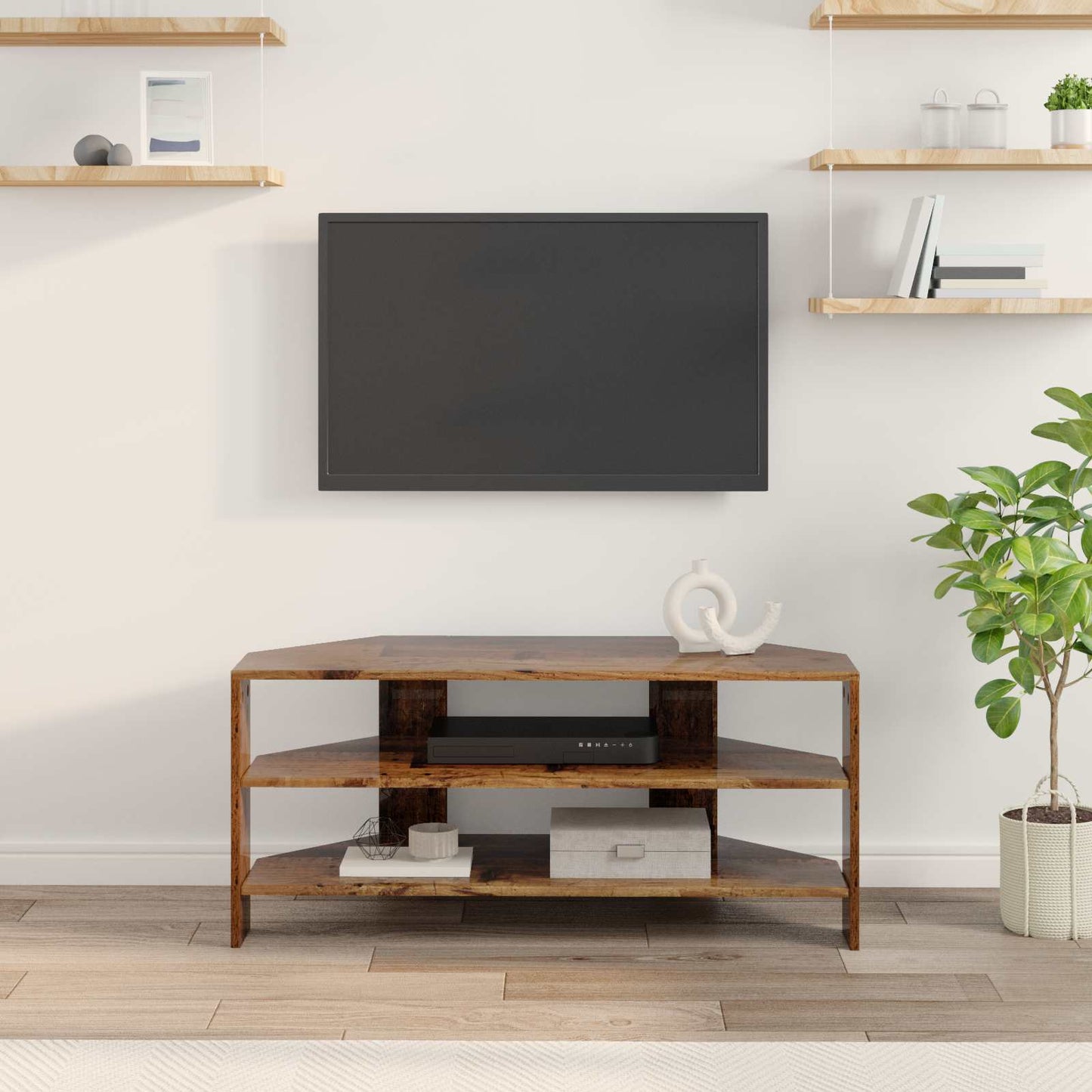HjørneTVskab 100 x 40,5 x 45 cm Gammelt træ Konstrueret træ