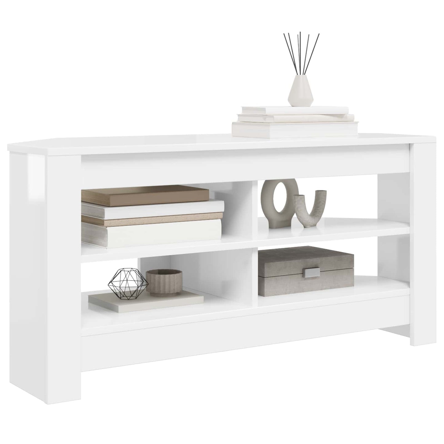 HjørneTVskab 102 x 41 x 50 cm Hvid højglans Konstrueret træ