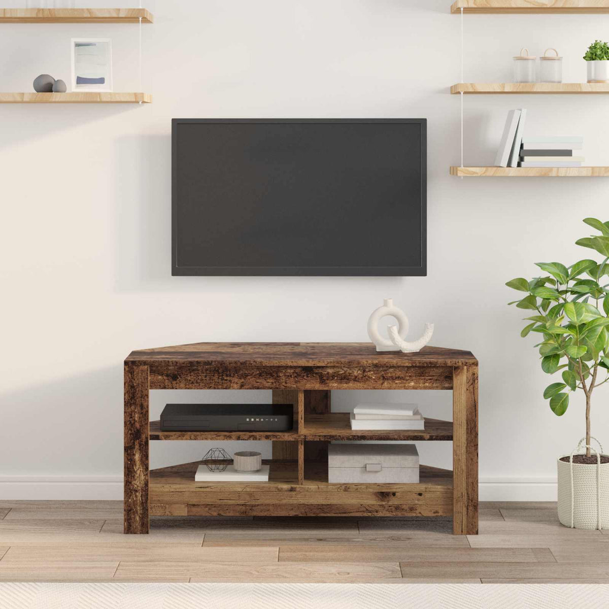 HjørneTVskab 102 x 41 x 50 cm Gammelt træ Konstrueret træ