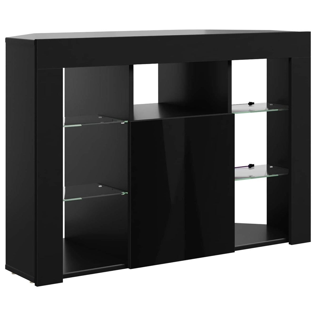 Hjørne LED TV Skab 100x40x68cm Sort Konstrueret træ