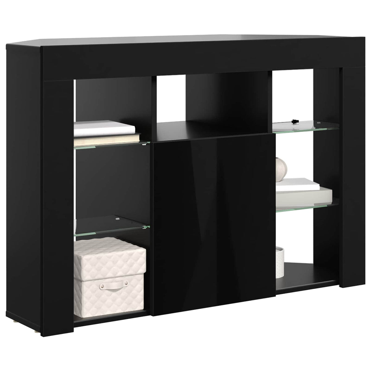 Hjørne LED TV Skab 100x40x68cm Sort Konstrueret træ