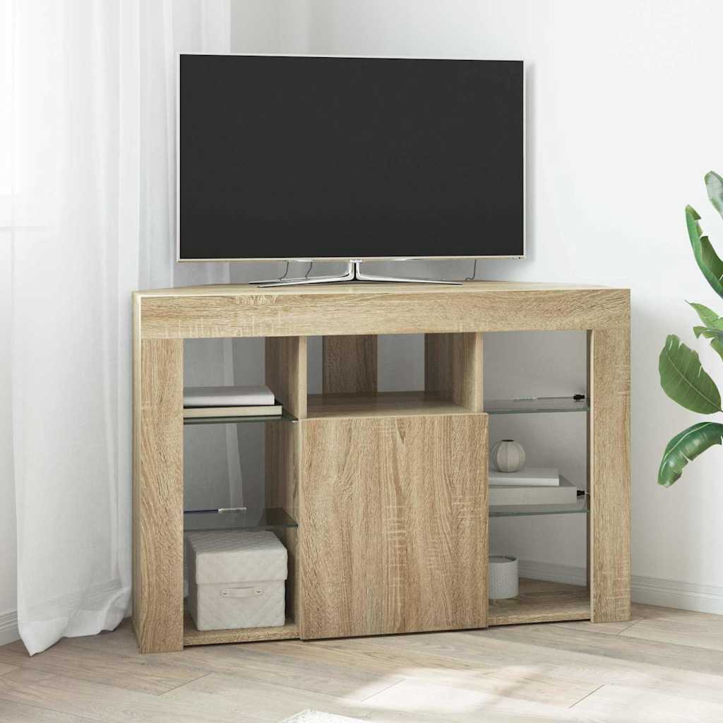 Hjørne LED TV Skab 100x40x68cm Sonoma eg Konstrueret træ