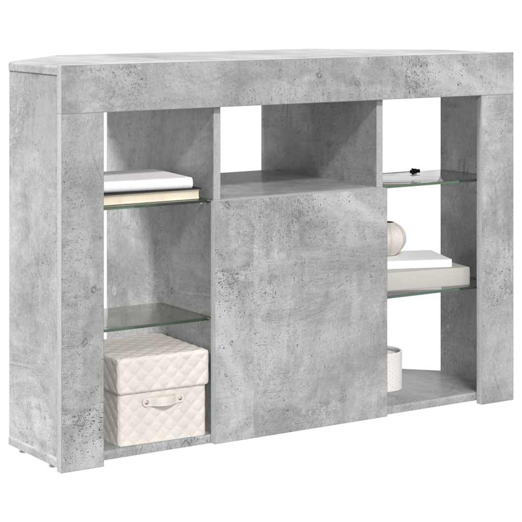 Hjørne LED TV Skab 100x40x68cm Beton Grå Konstrueret træ