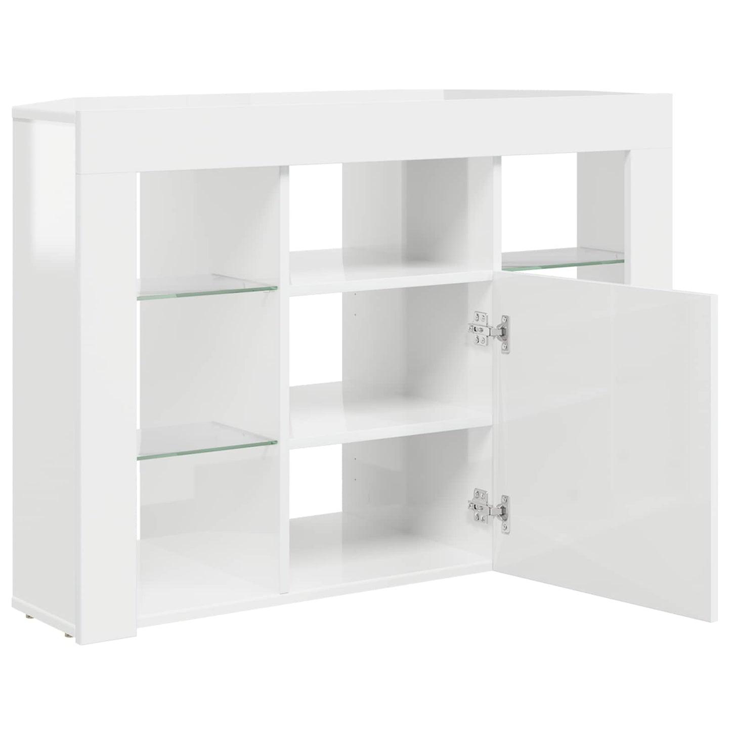 Hjørne LED TV Skab 100x40x68cm Højglans Hvid Konstrueret træ