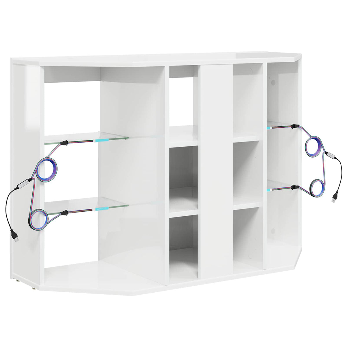 Hjørne LED TV Skab 100x40x68cm Højglans Hvid Konstrueret træ
