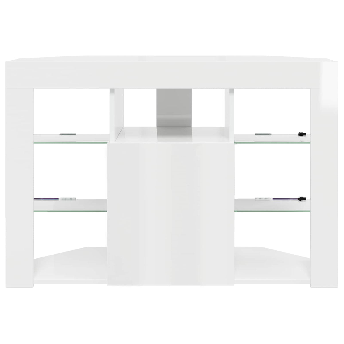 Hjørne LED TV Skab 100x40x68cm Højglans Hvid Konstrueret træ