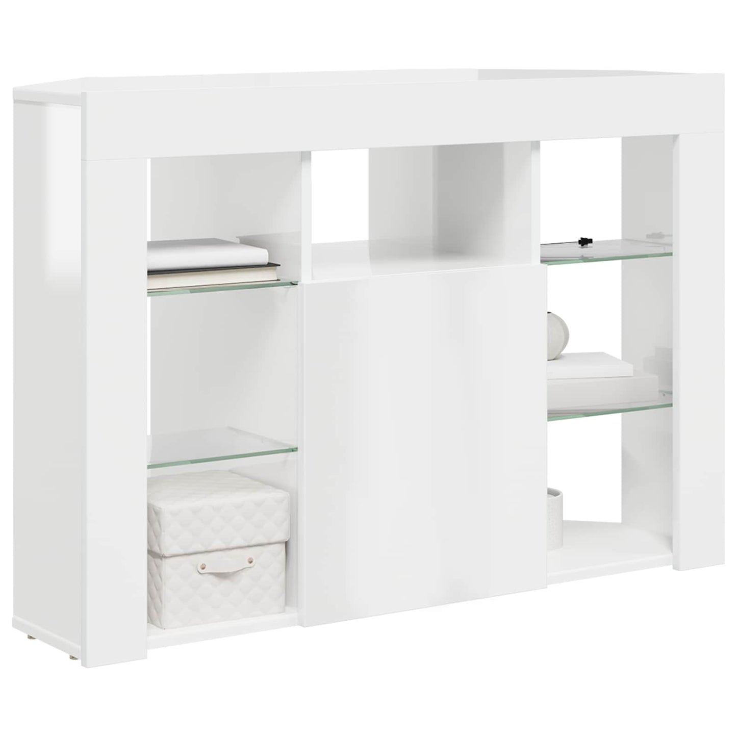 Hjørne LED TV Skab 100x40x68cm Højglans Hvid Konstrueret træ
