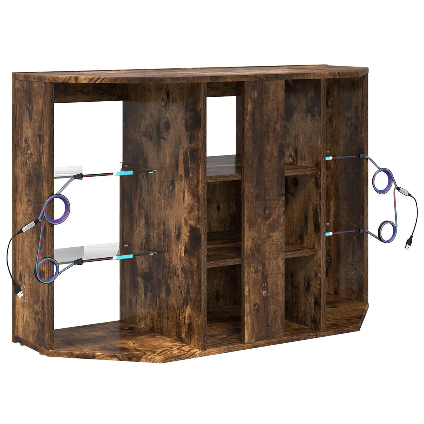 Hjørne LED TV Skab 100x40x68cm Røget eg Konstrueret træ