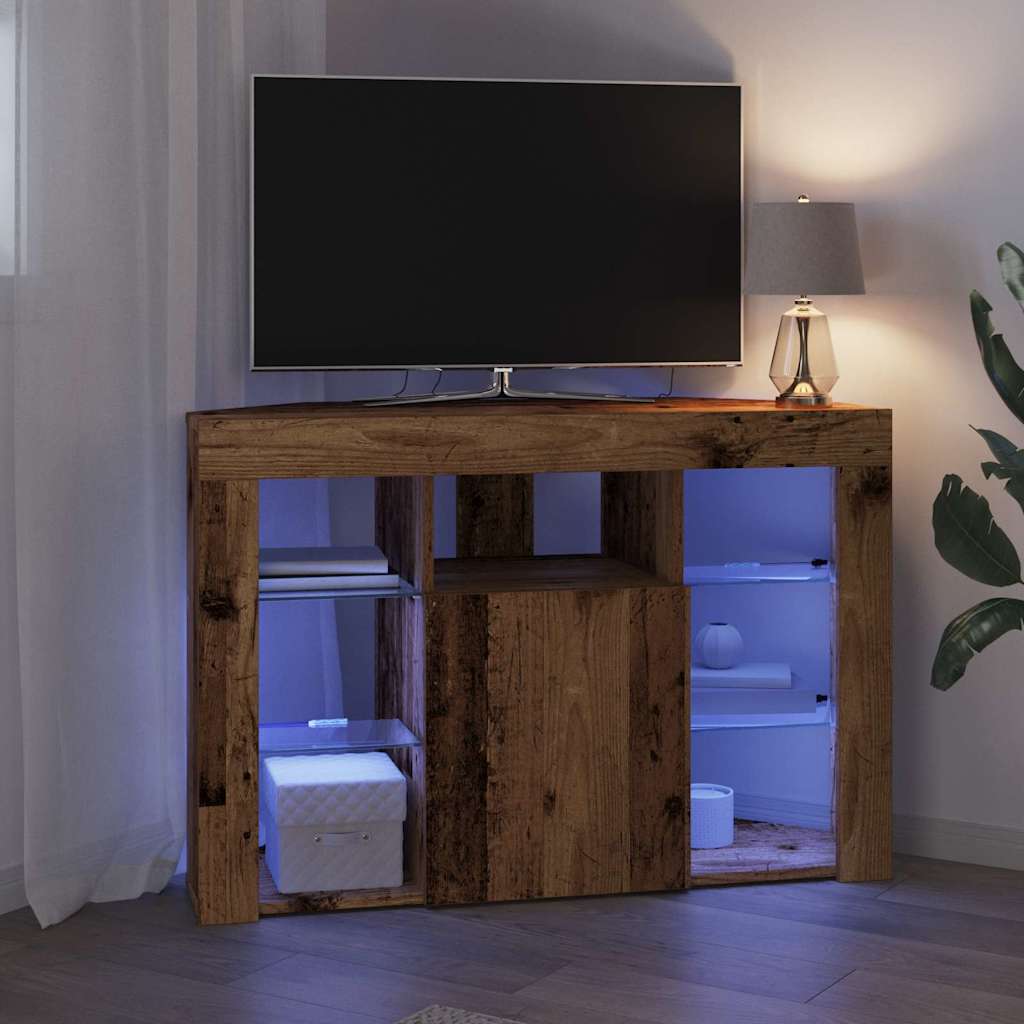 Hjørne LED TV Skab 100x40x68cm Gammelt træ Konstrueret træ
