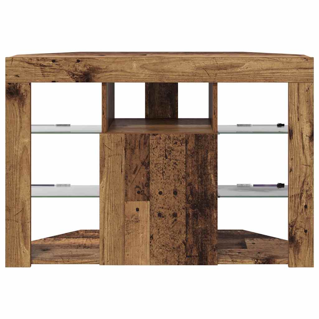 Hjørne LED TV Skab 100x40x68cm Gammelt træ Konstrueret træ
