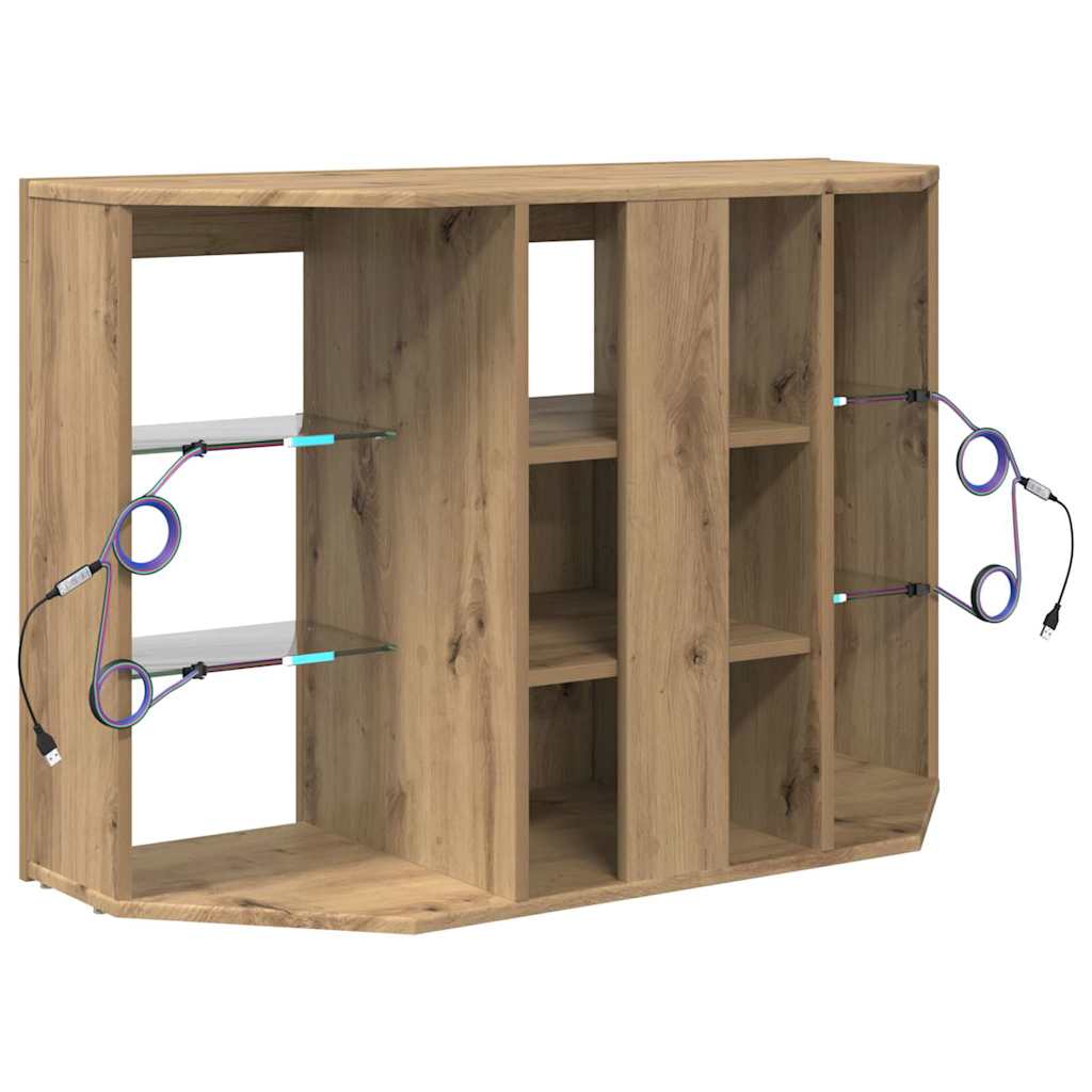 Hjørne LED TV Skab 100x40x68cm Artisan Egetræ Konstrueret træ