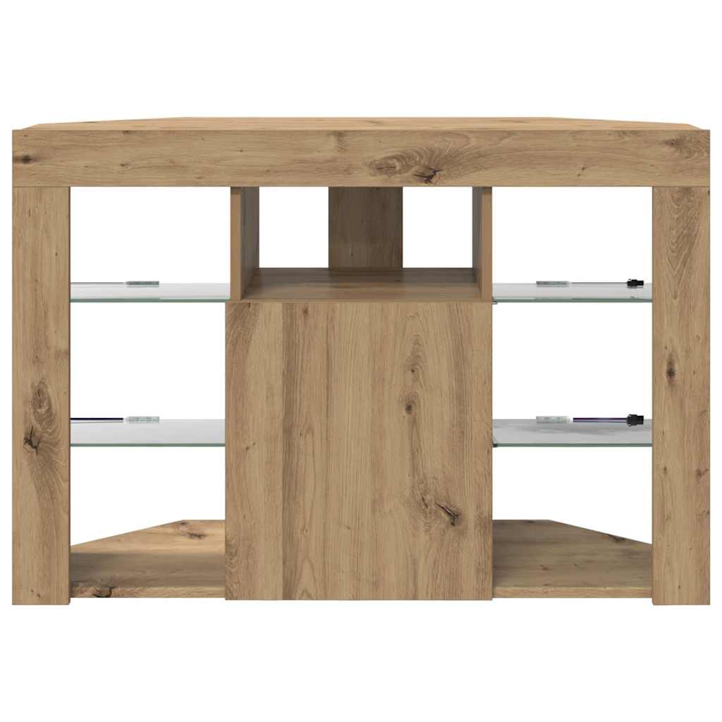 Hjørne LED TV Skab 100x40x68cm Artisan Egetræ Konstrueret træ