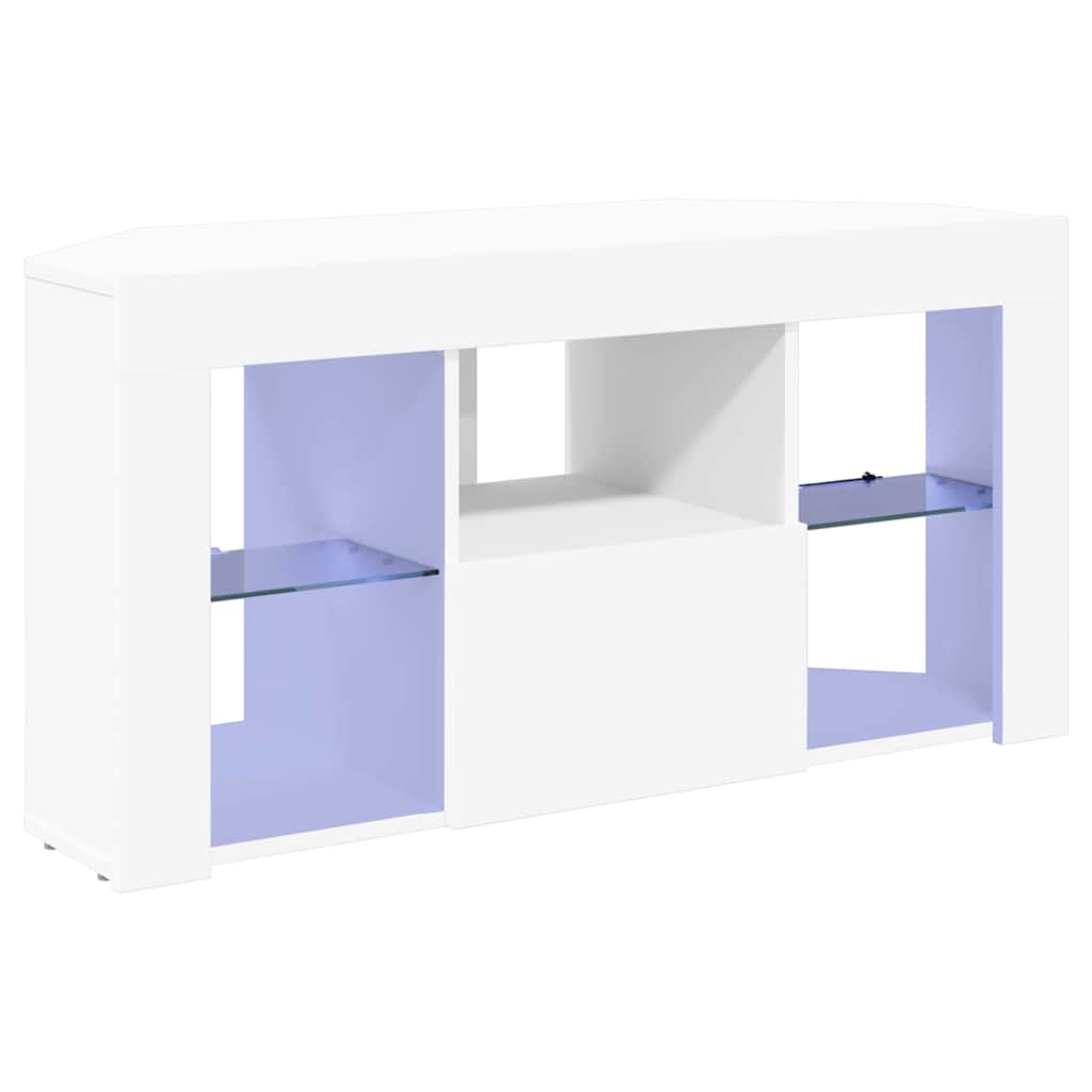 Hjørne LED TV Skab 100 x 40 x 50 cm Hvid Konstrueret træ