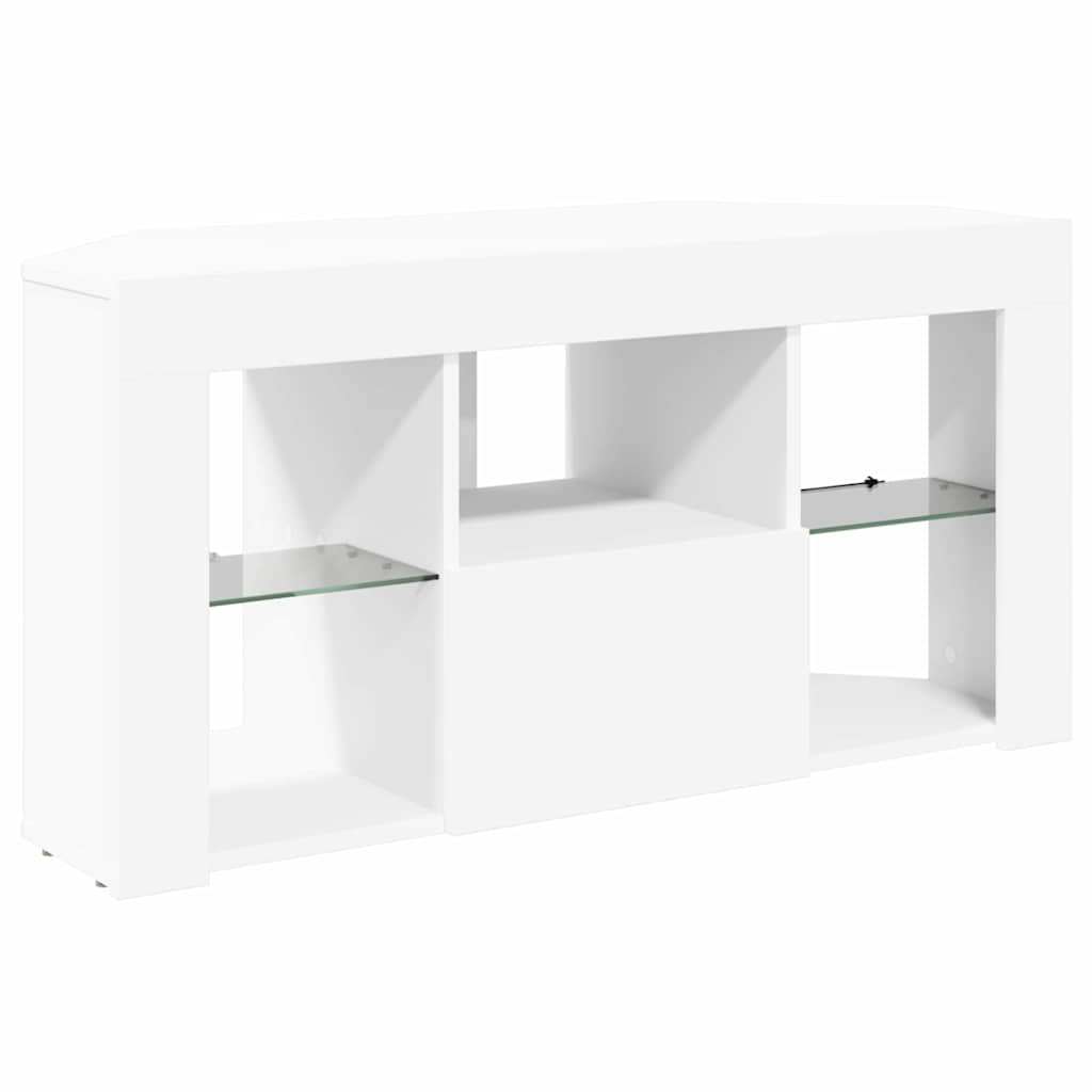 Hjørne LED TV Skab 100 x 40 x 50 cm Hvid Konstrueret træ