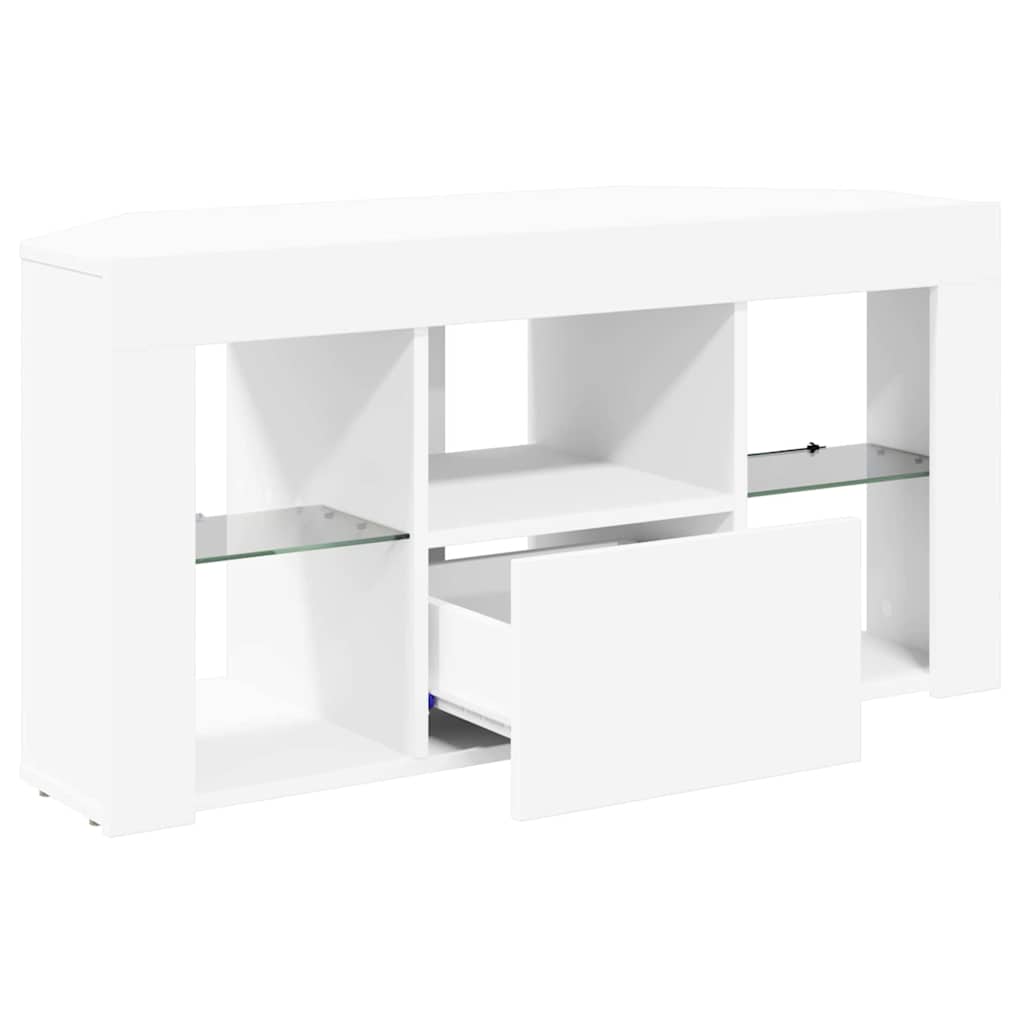 Hjørne LED TV Skab 100 x 40 x 50 cm Hvid Konstrueret træ