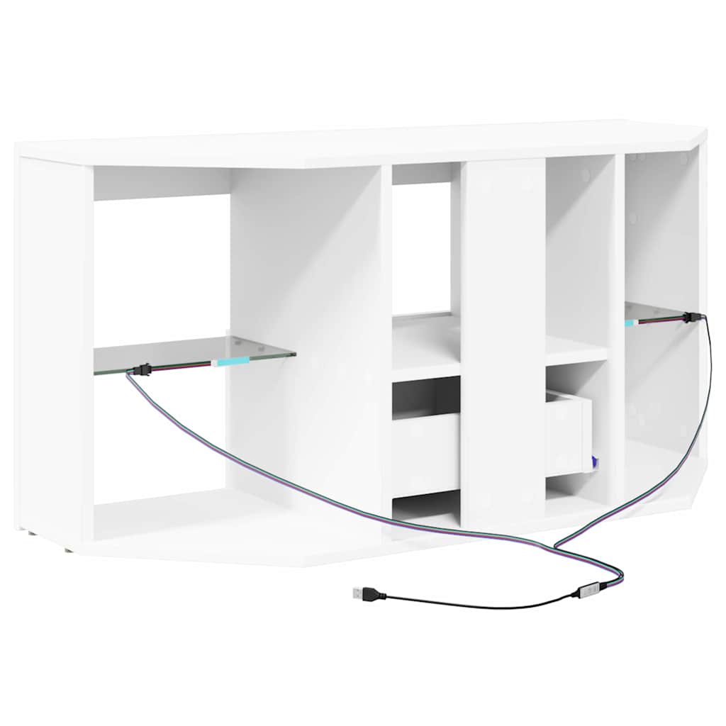 Hjørne LED TV Skab 100 x 40 x 50 cm Hvid Konstrueret træ
