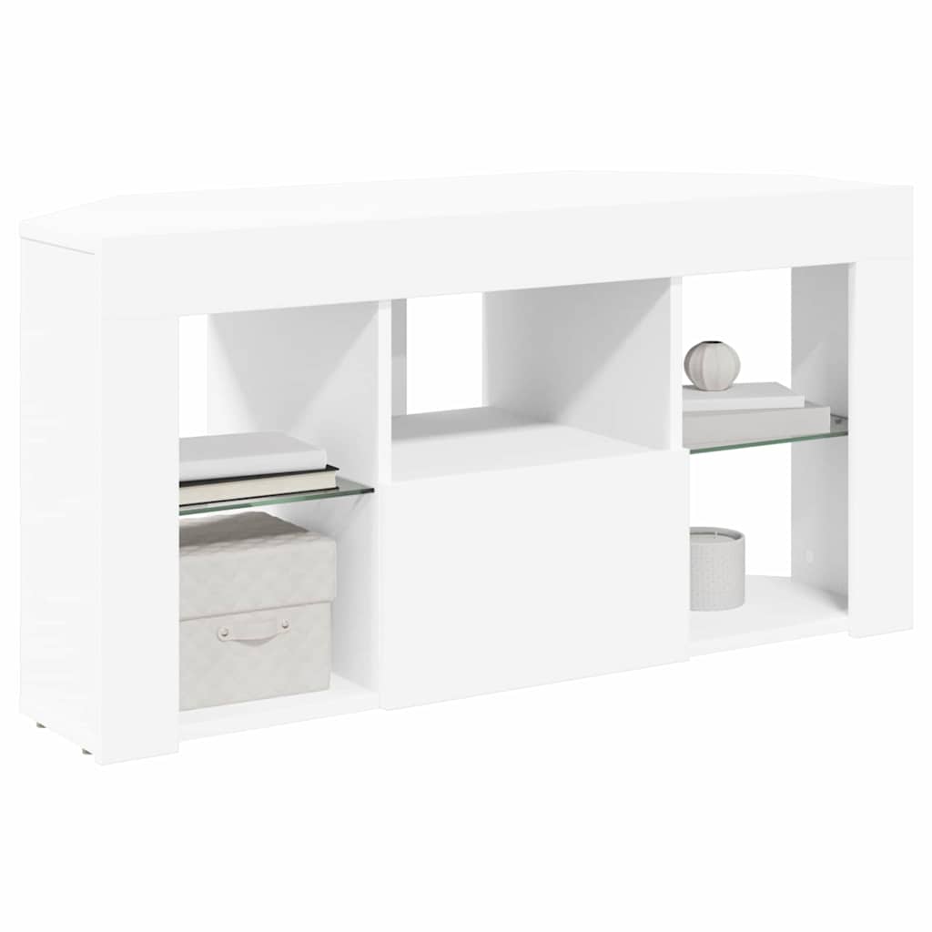 Hjørne LED TV Skab 100 x 40 x 50 cm Hvid Konstrueret træ