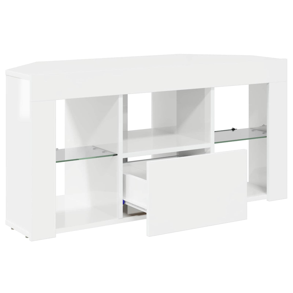 Hjørne LED TV Skab 100 x 40 x 50 cm Højglans Hvid