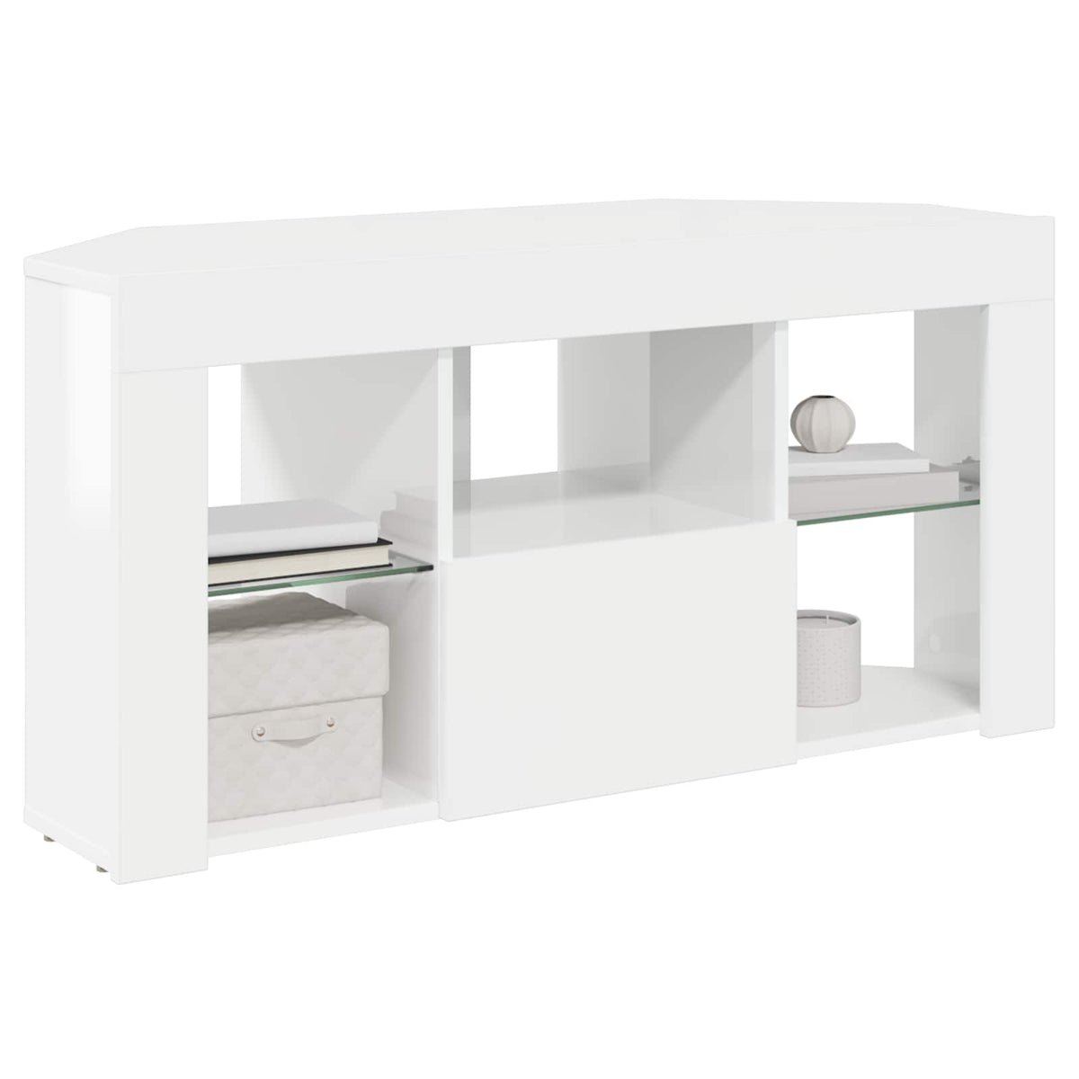 Hjørne LED TV Skab 100 x 40 x 50 cm Højglans Hvid