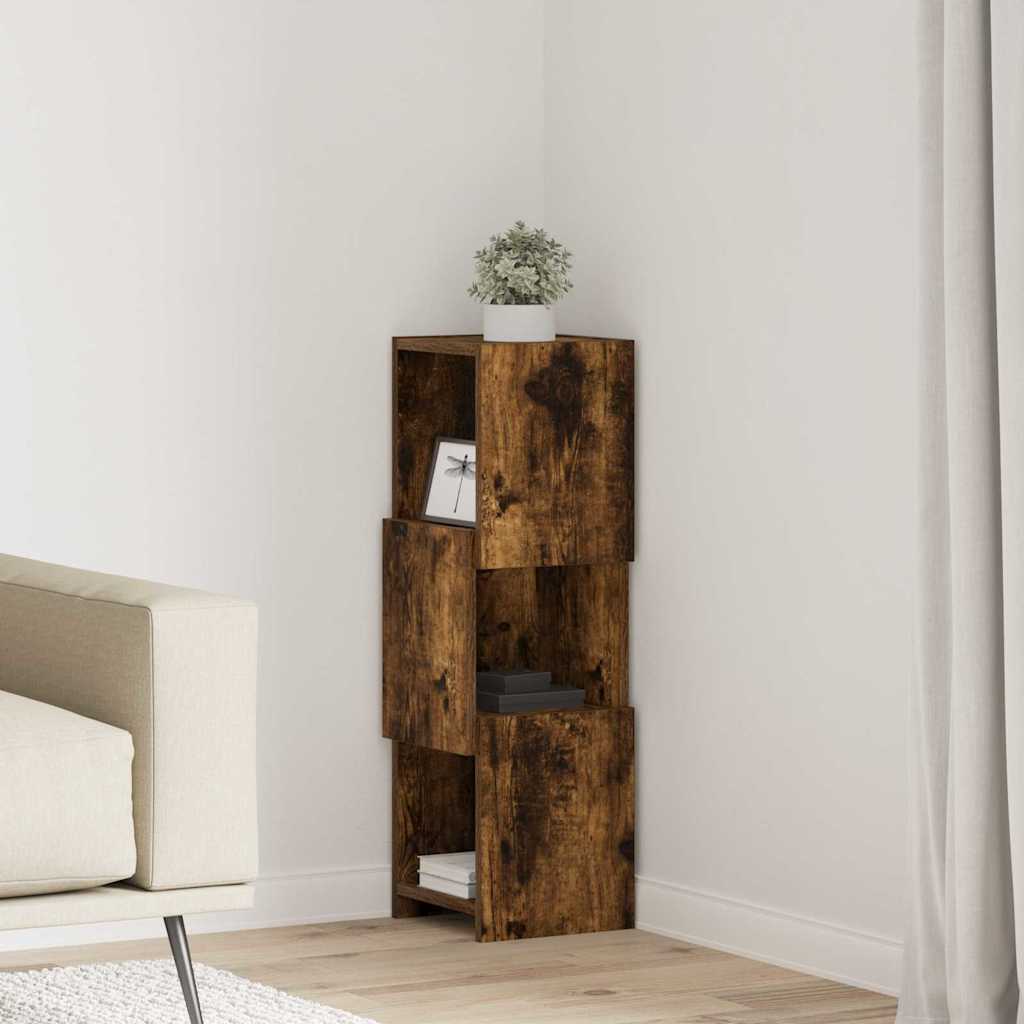 Hjørneskab 25,5x25x80cm Konstrueret træ Røget eg