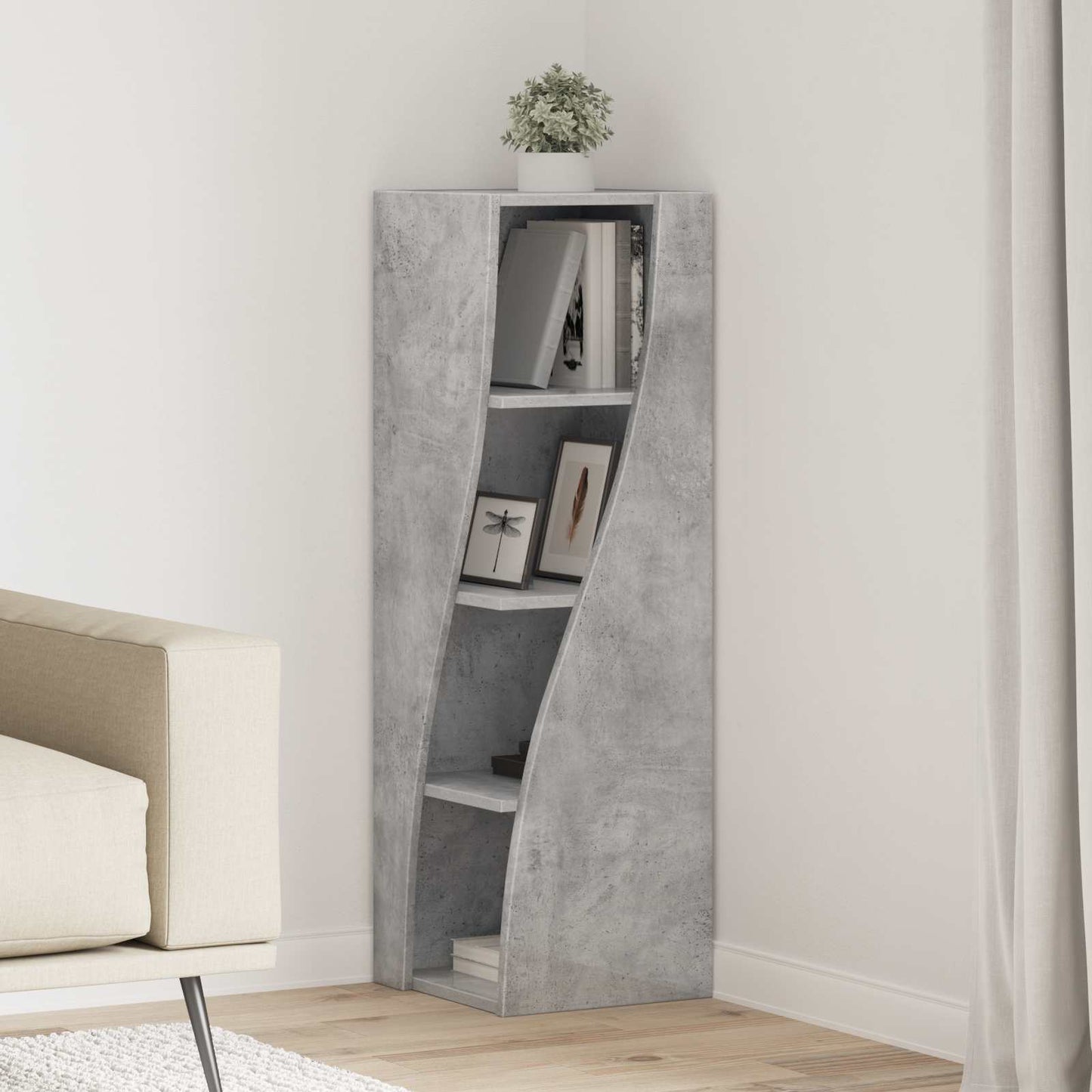Hjørneskab 32x32x102cm Konstrueret træ Beton Grå