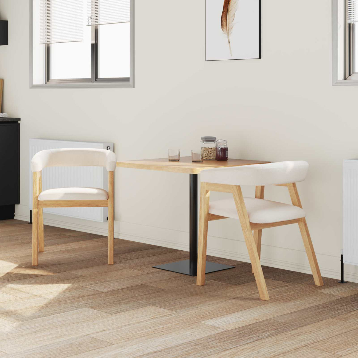 Spisestole 2 stk. Massiv Gummitræ Naturfarvet 54 x 57 x 73 cm