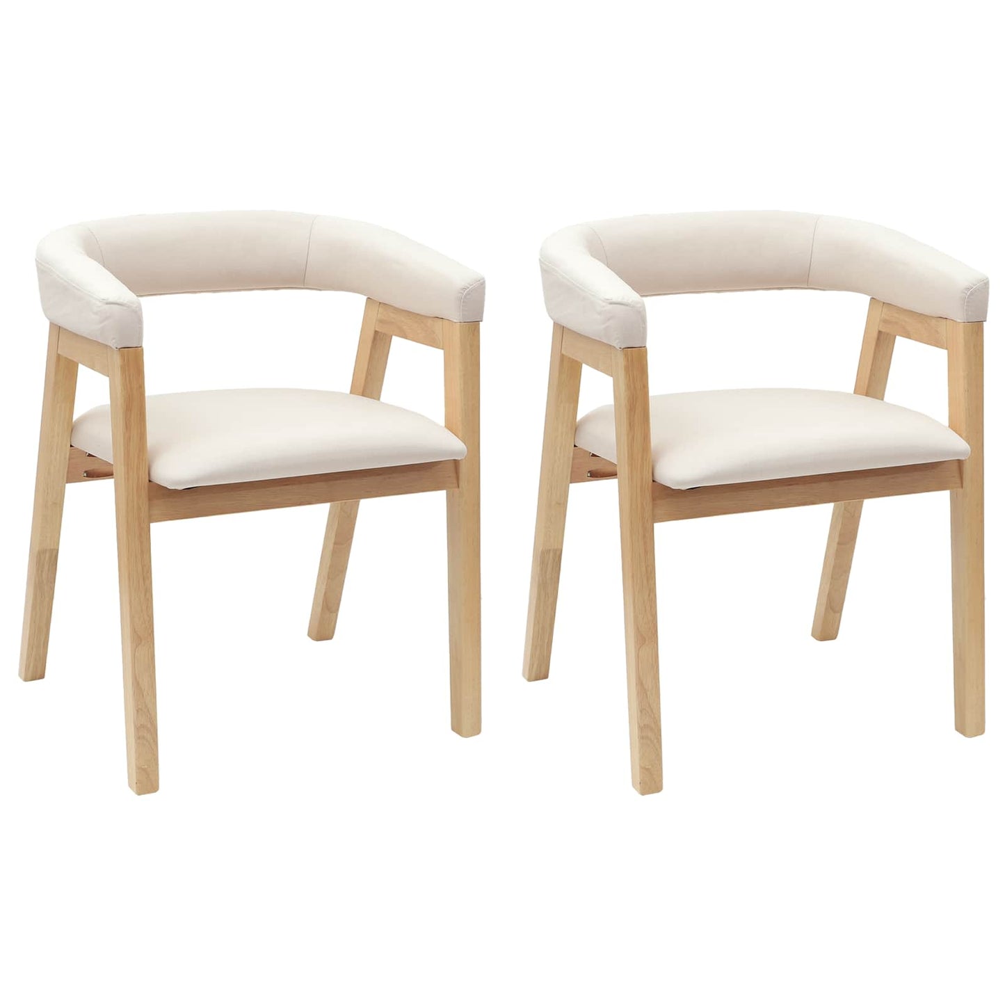 Spisestole 2 stk. Massiv Gummitræ Naturfarvet 54 x 57 x 73 cm