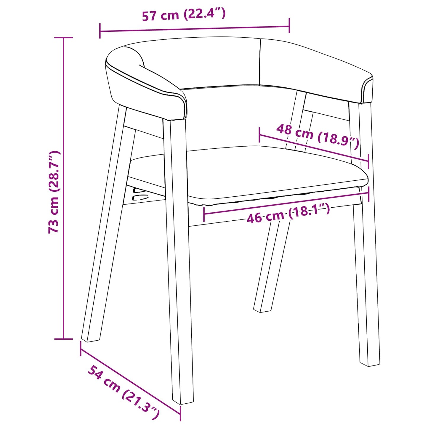 Spisestole 2 stk. Massiv Gummitræ Naturfarvet 54 x 57 x 73 cm