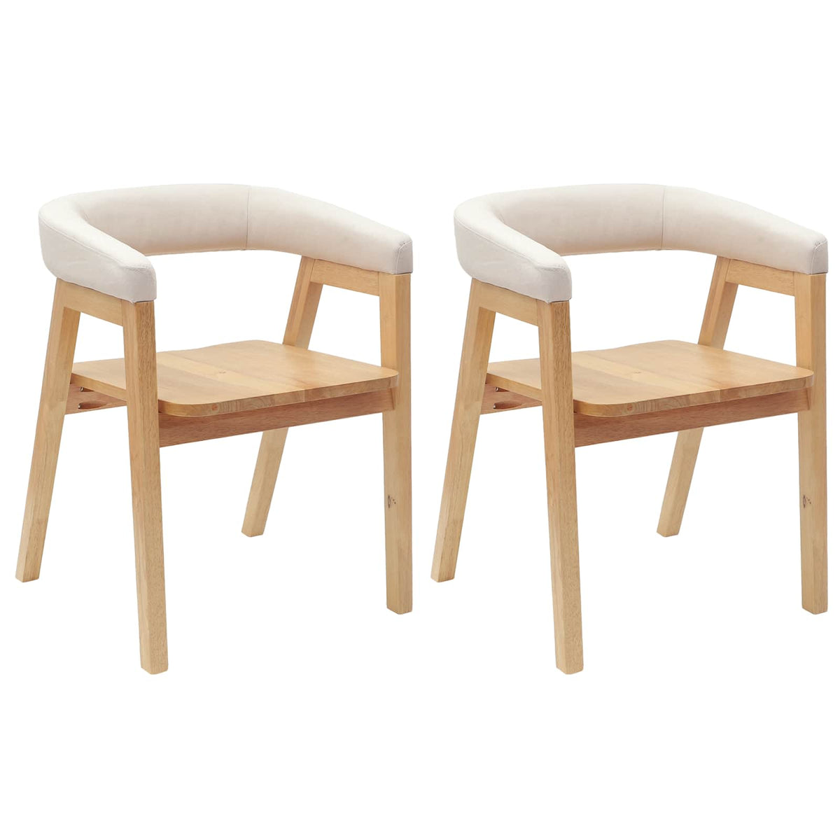 Spisestole 2 stk. Massiv Gummitræ Naturfarvet 54 x 57 x 73 cm