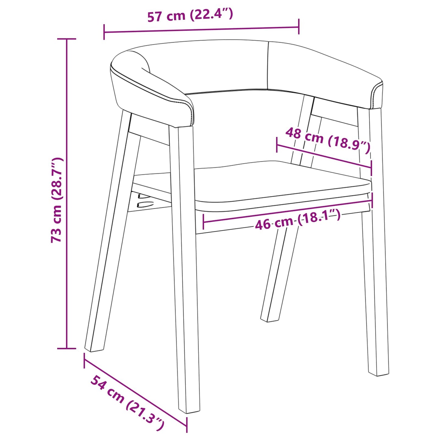 Spisestole 2 stk. Massiv Gummitræ Naturfarvet 54 x 57 x 73 cm