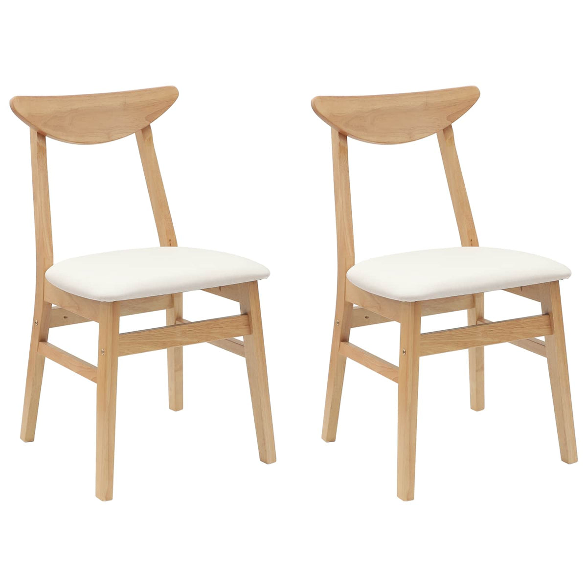 Spisestole 2 stk. Massiv Gummitræ Naturfarvet 42 x 47,5 x 81 cm