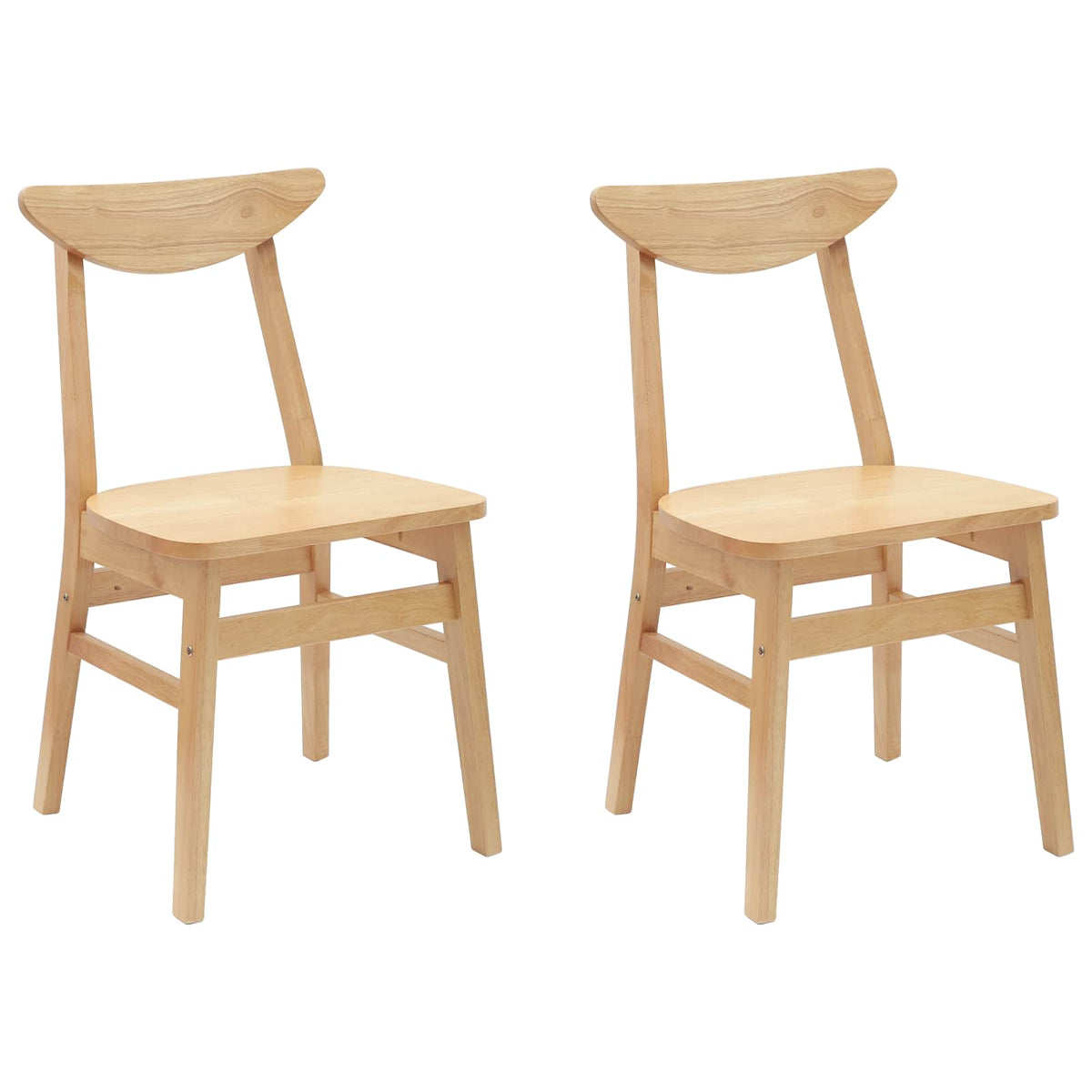 Spisestole 2 stk. Massiv Gummitræ Naturfarvet 42 x 47,5 x 81 cm
