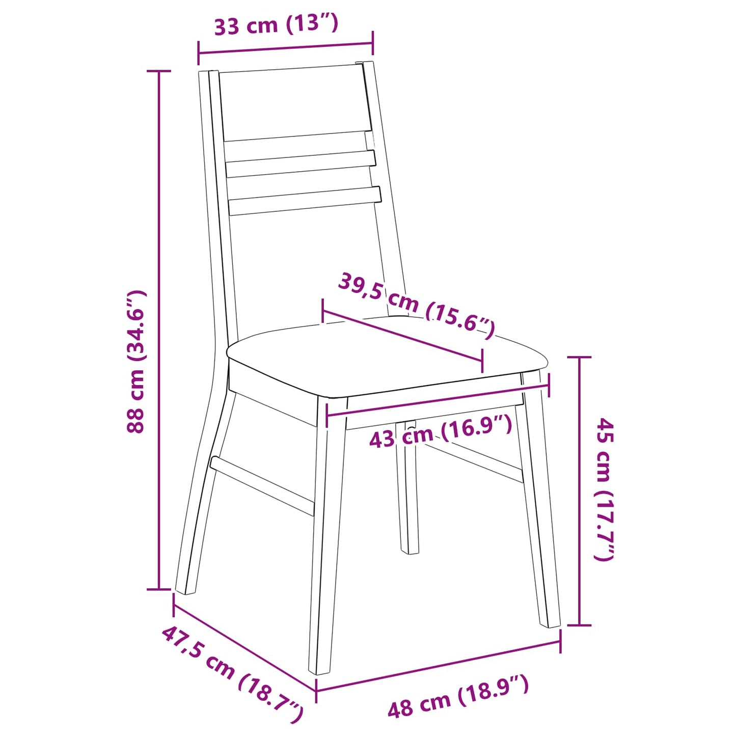 Spisestole 2 stk. Massiv Gummitræ Lys Brun 43 x 54 x 89 cm