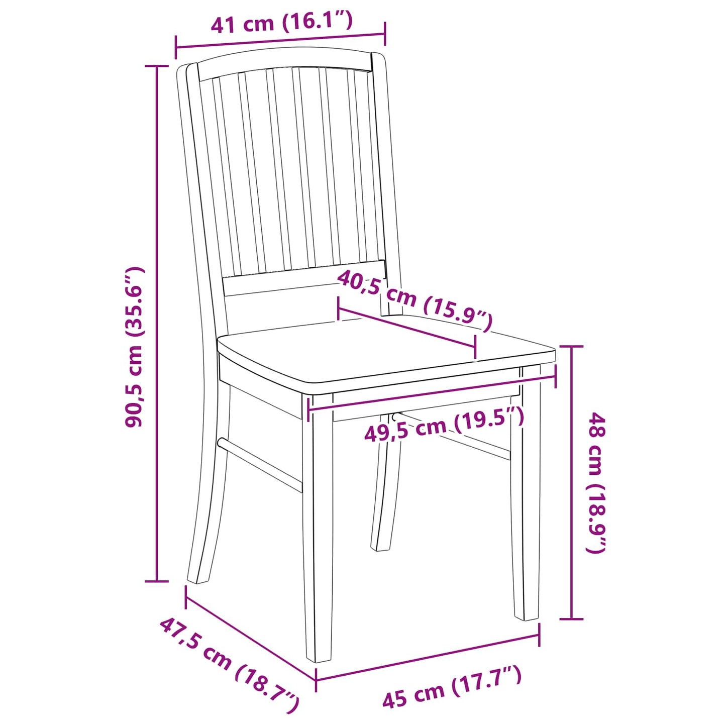 Spisestole 2 stk. Massiv Gummitræ Naturfarvet 50 x 52,5 x 91 cm