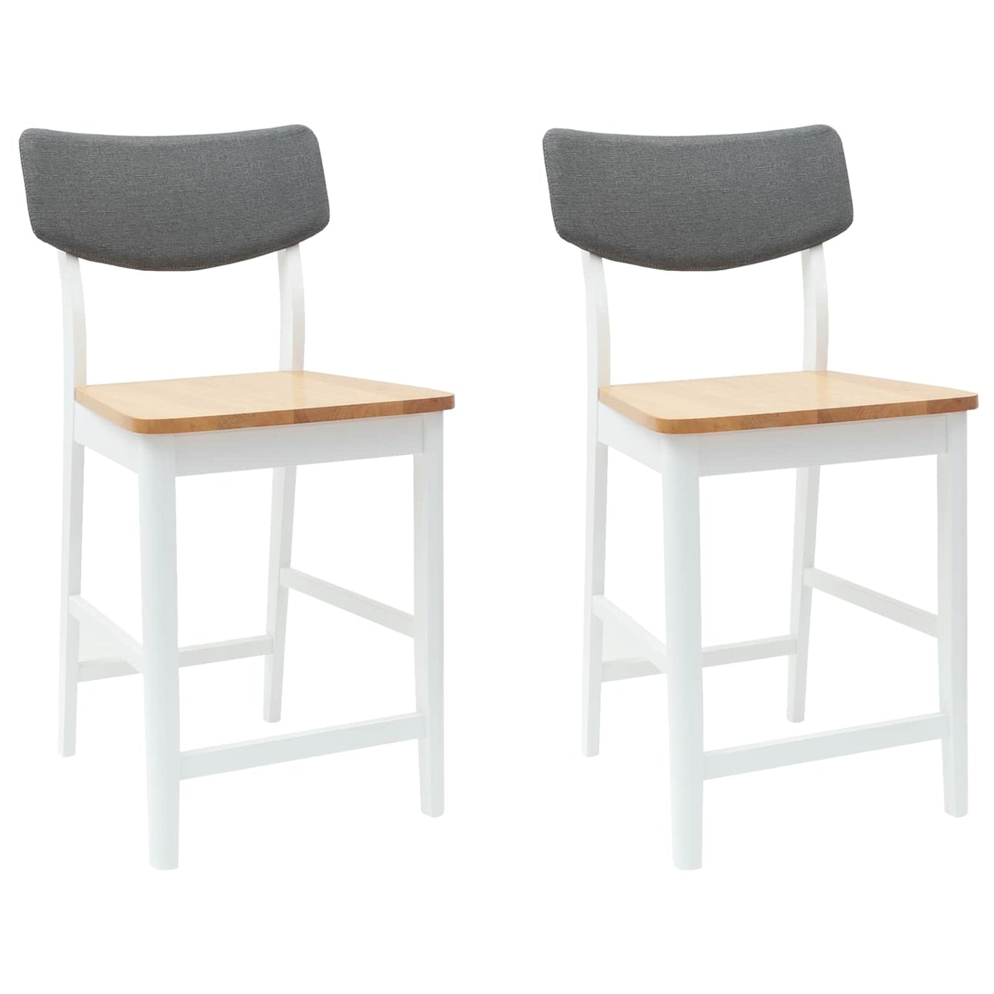 Spisestole 2 stk. Massiv Gummitræ Hvid 48 x 49 x 95 cm