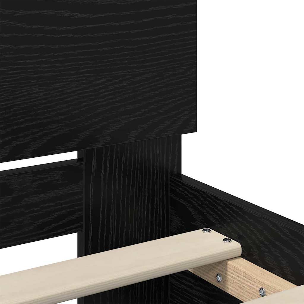 Sengestel med hovedgærde Sort eg 140 x 190 cm Konstrueret træ