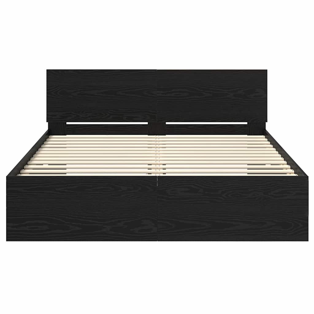 Sengestel med hovedgærde Sort eg 135 x 190 cm Konstrueret træ