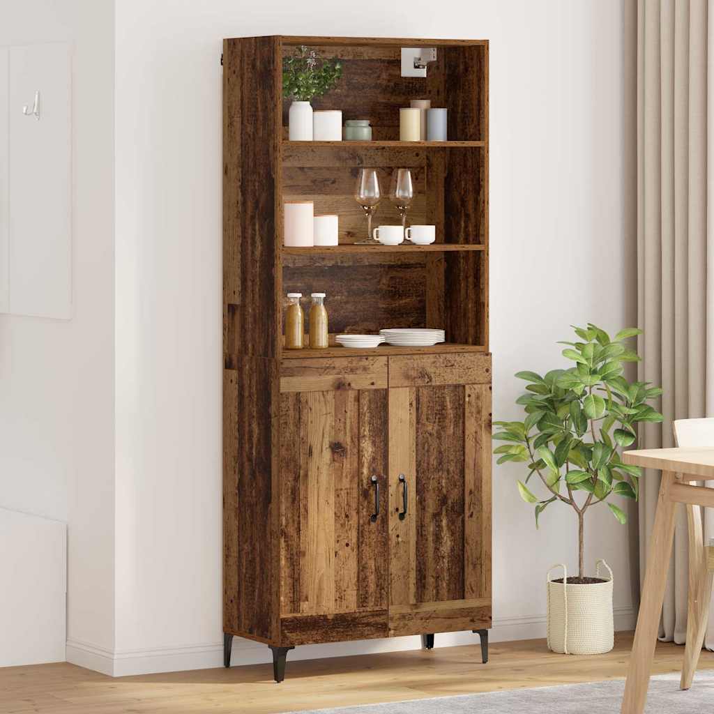 Highboard 2 stk. Gammelt træ 69,5 x 34 x 180 cm Konstrueret træ