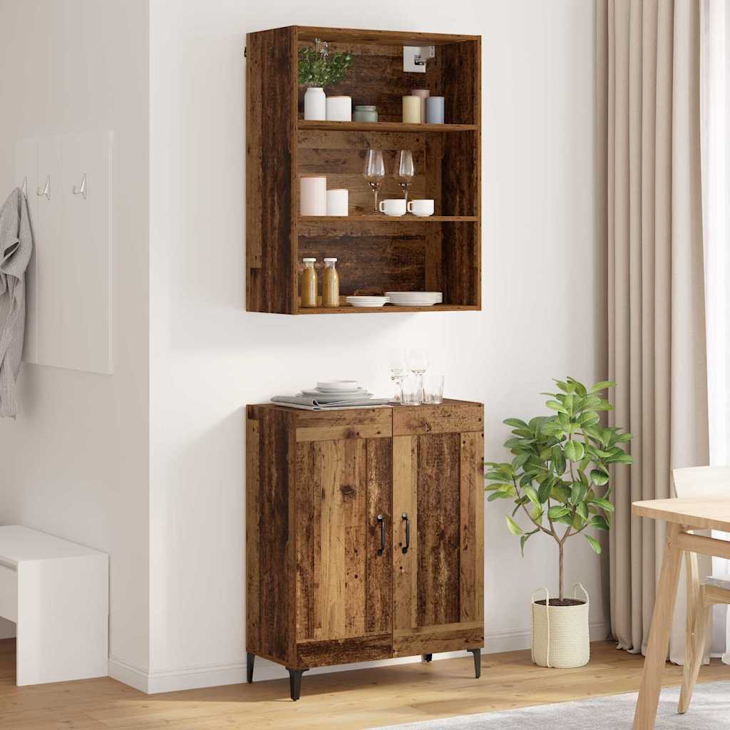 Highboard 2 stk. Gammelt træ 69,5 x 34 x 180 cm Konstrueret træ