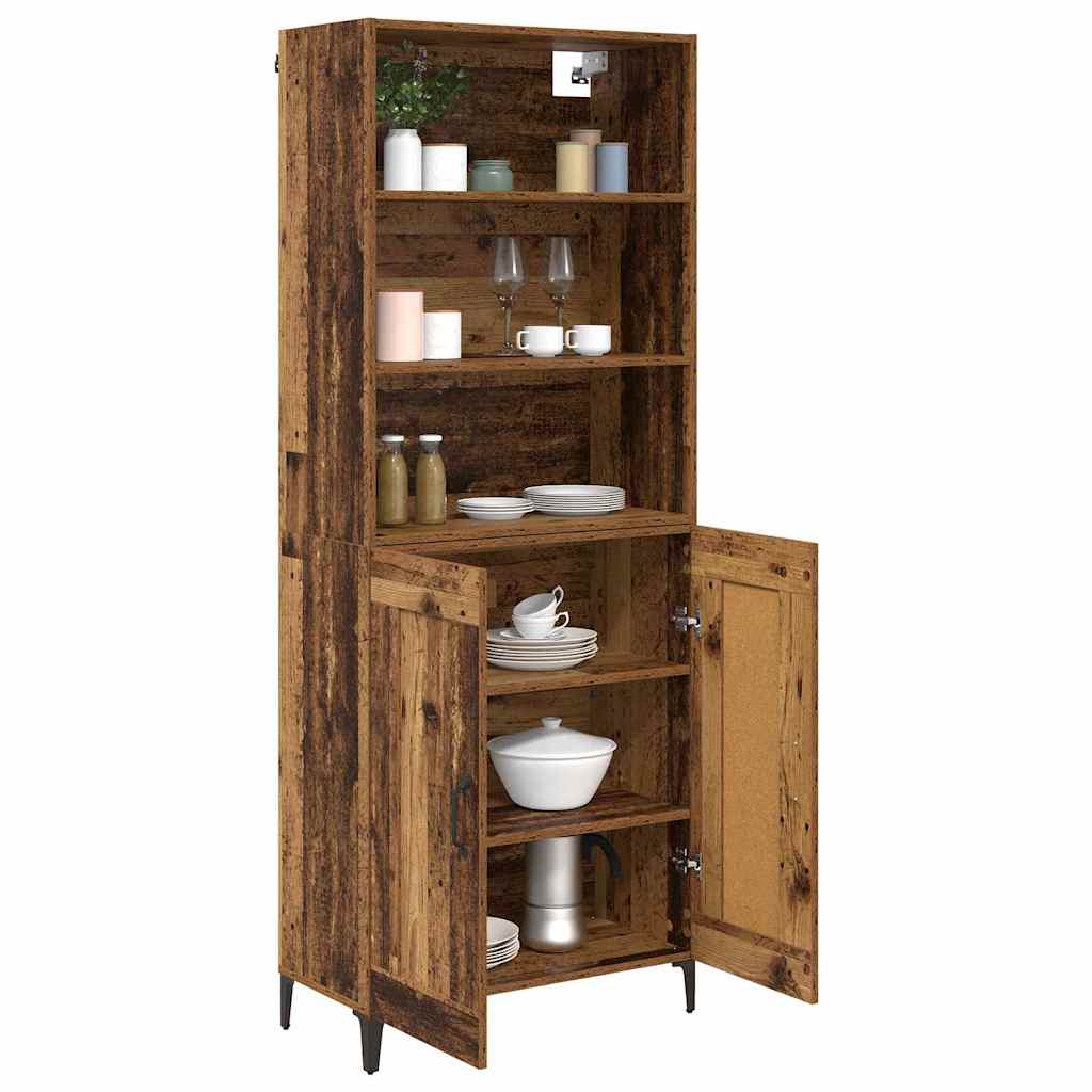 Highboard 2 stk. Gammelt træ 69,5 x 34 x 180 cm Konstrueret træ