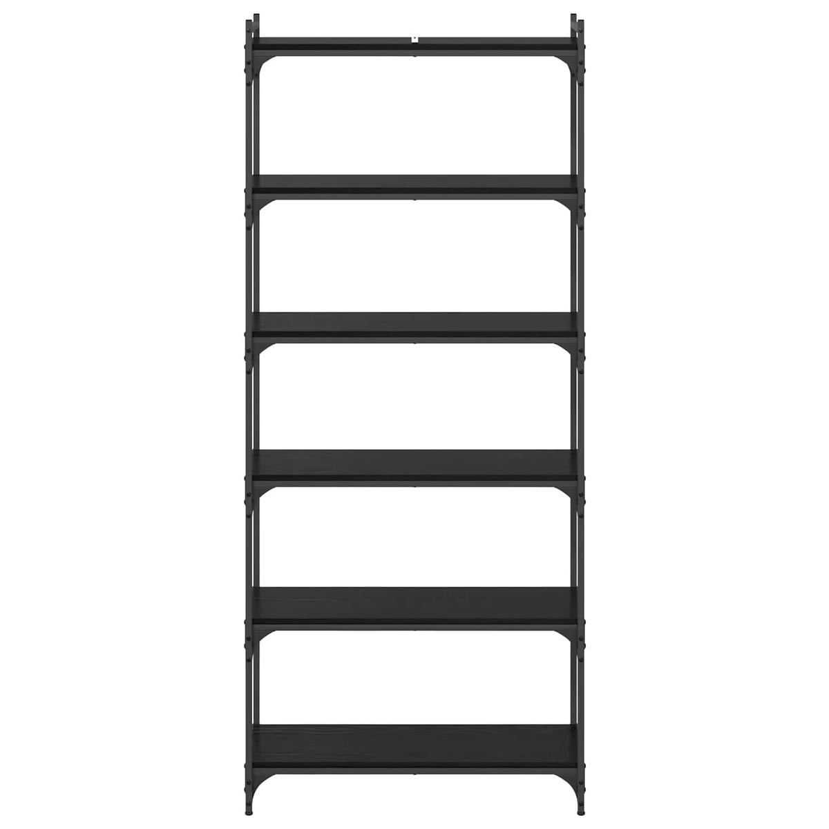 Bogreol 6 niveauer 80 x 30 x 188 cm Konstrueret træ Sort eg