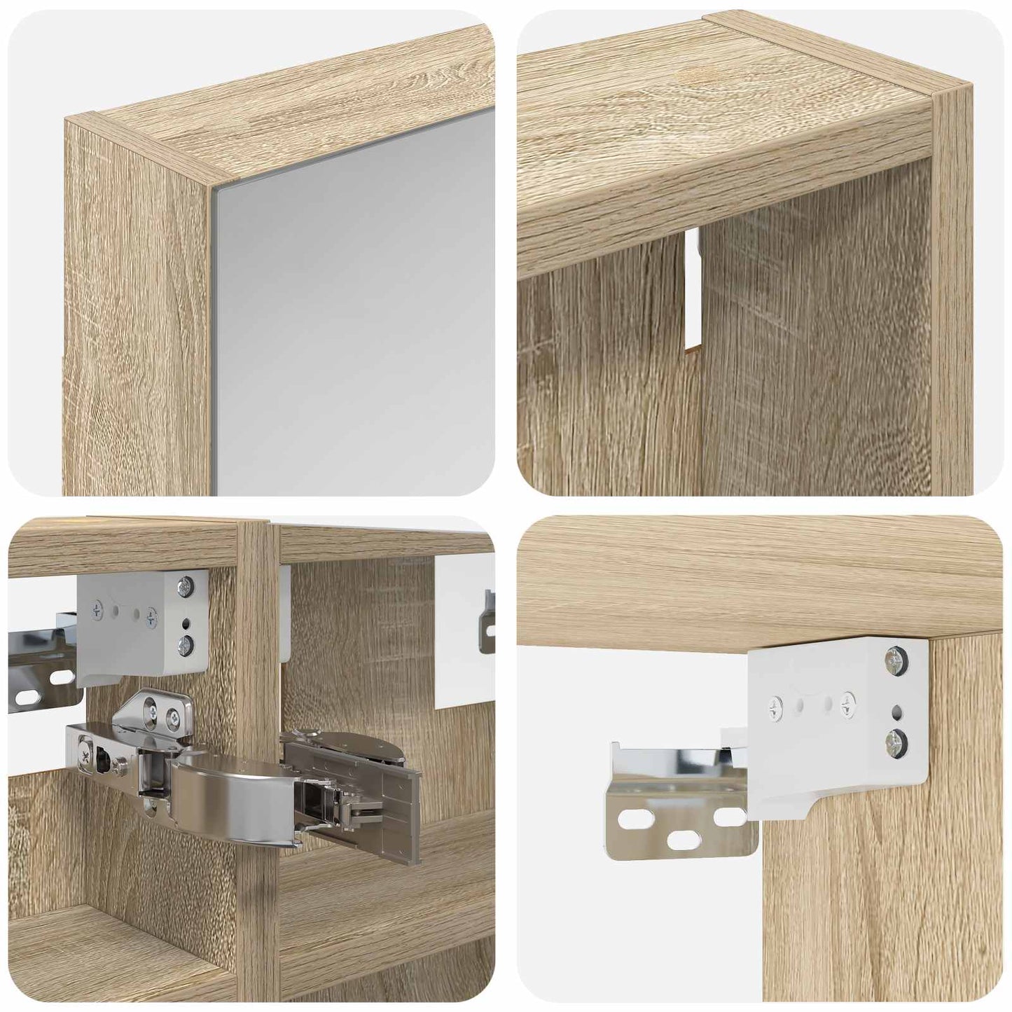 Badeværelsesskabsæt 3 stk. 80 x 10,5 x 50 cm Konstrueret træ