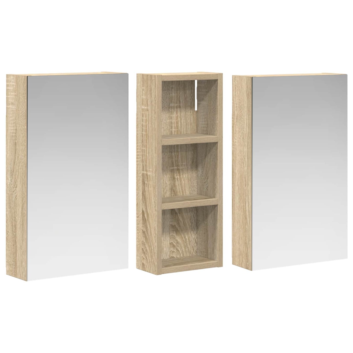 Badeværelsesskabsæt 3 stk. 80 x 10,5 x 50 cm Konstrueret træ