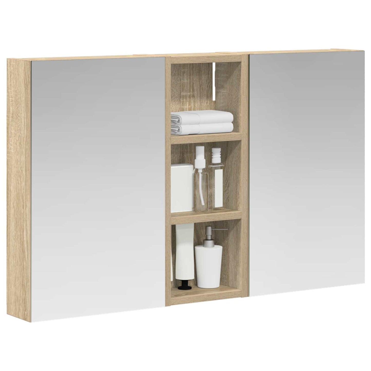 Badeværelsesskabsæt 3 stk. 80 x 10,5 x 50 cm Konstrueret træ