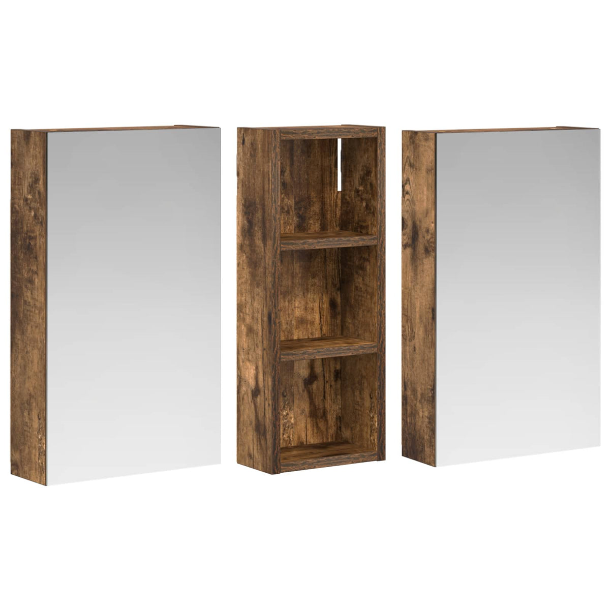 Badeværelsesskabsæt 3 stk. 80 x 10,5 x 50 cm Konstrueret træ