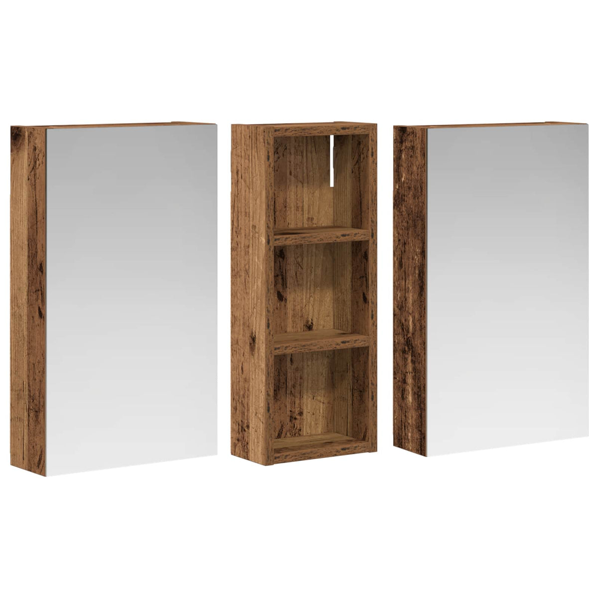 Badeværelsesskabsæt 3 stk. 80 x 10,5 x 50 cm Konstrueret træ